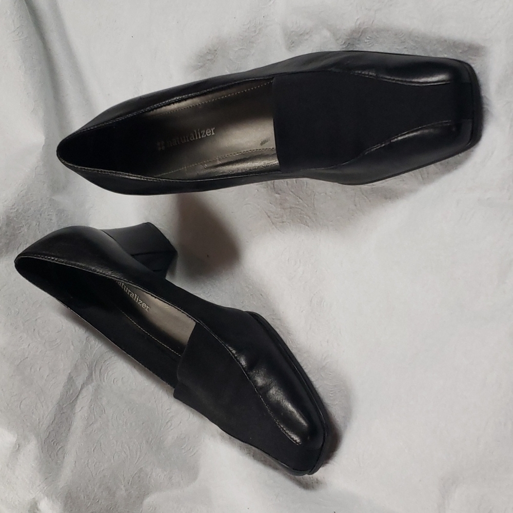 Naturalizer Patsy Black Leather Square Toe Block … - image 1